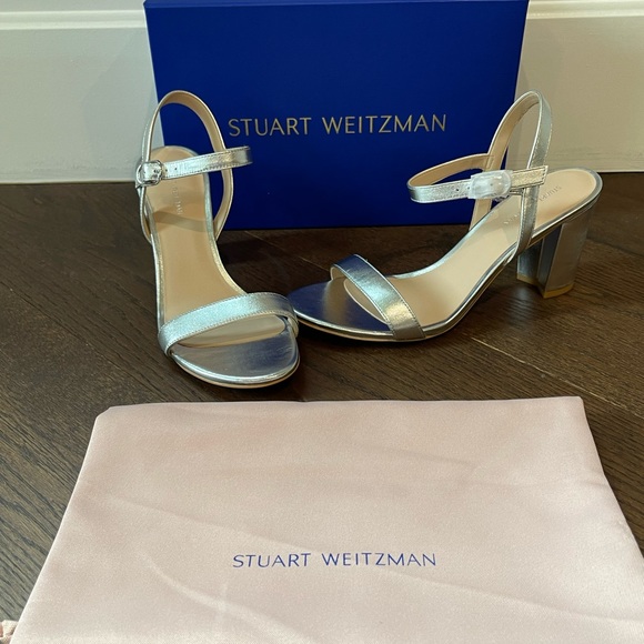 Stuart Weitzman | Shoes | Stuart Weitzman Silver Dancer 75 Block Sandal  Size 75 | Poshmark